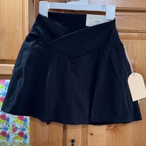 Classic Jet Black Crisscross Slit Skort